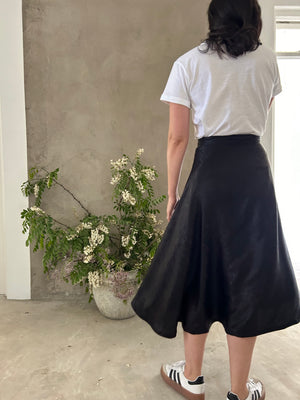 NEW - METALLIC WRAP | A-LINE WRAP SKIRT (Gunmetal + Black)